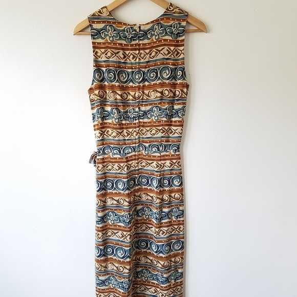 VTG Maggy London by Kenneth Colan 100% Silk Floral Abstract Midi Dress Size 8 - Picture 5 of 11